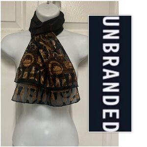 UNBRANDED Black And Gold paisley Foil Pattern Scarf